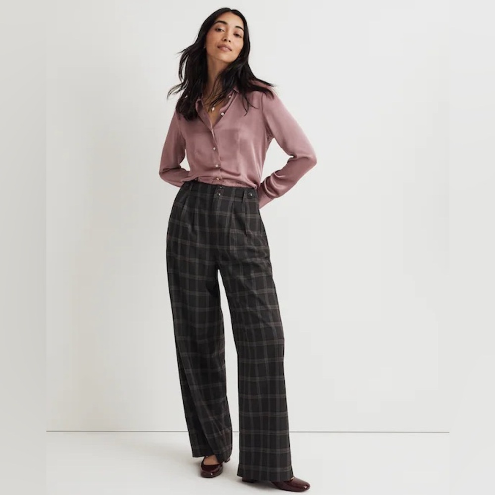 Madewell Harlow Plaid Wide-Leg Pants